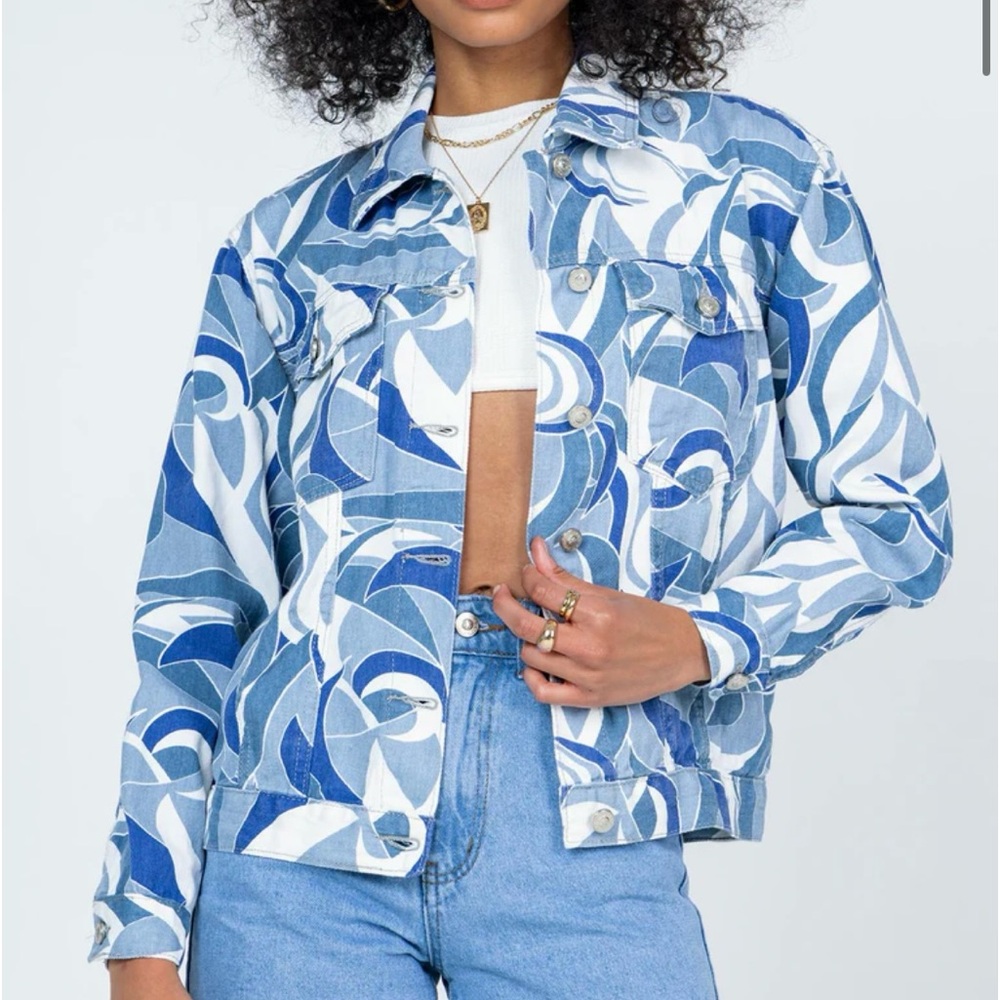 NWT Blue White Denim Jacket